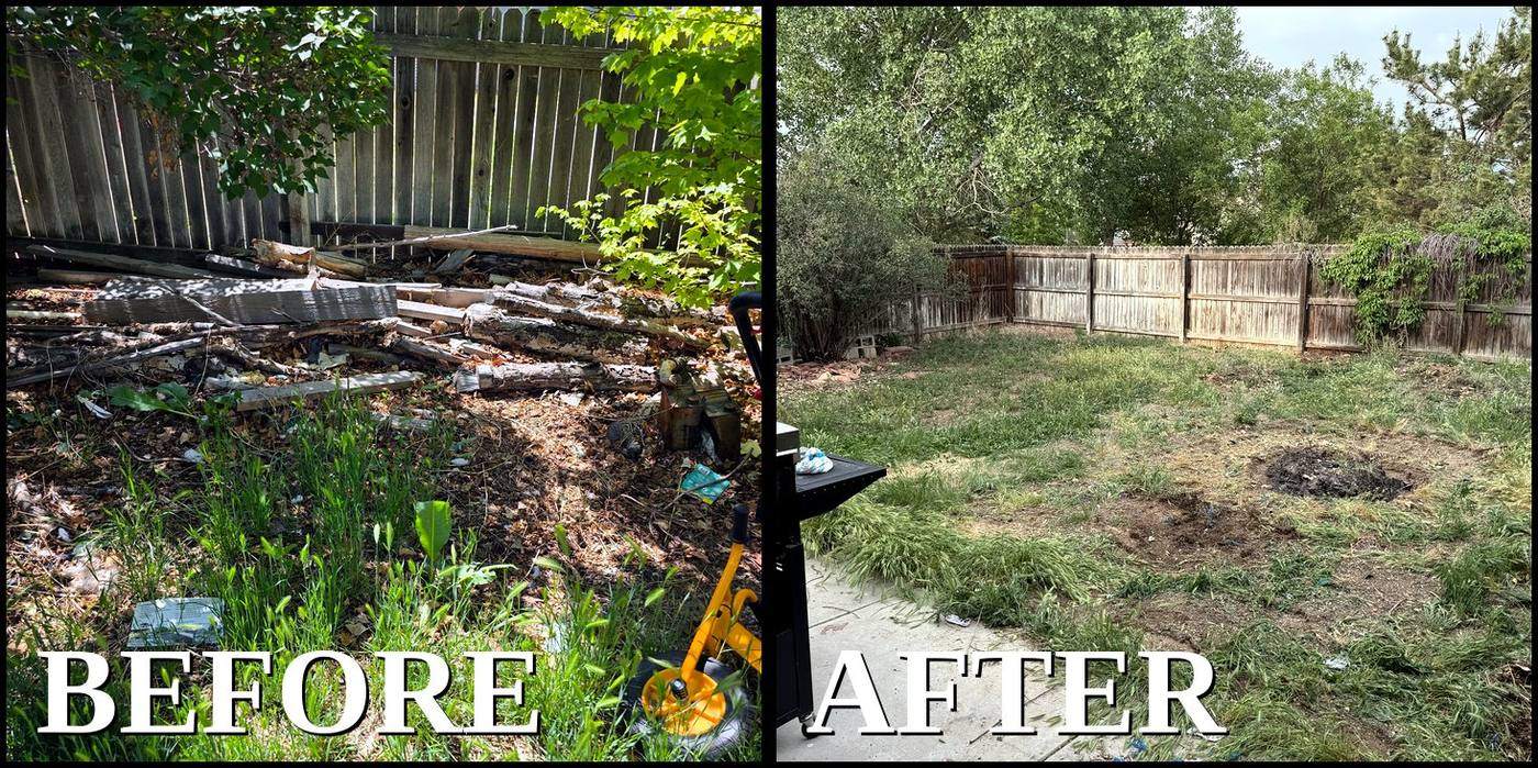 Backyard Cleanout in Denver before and after
